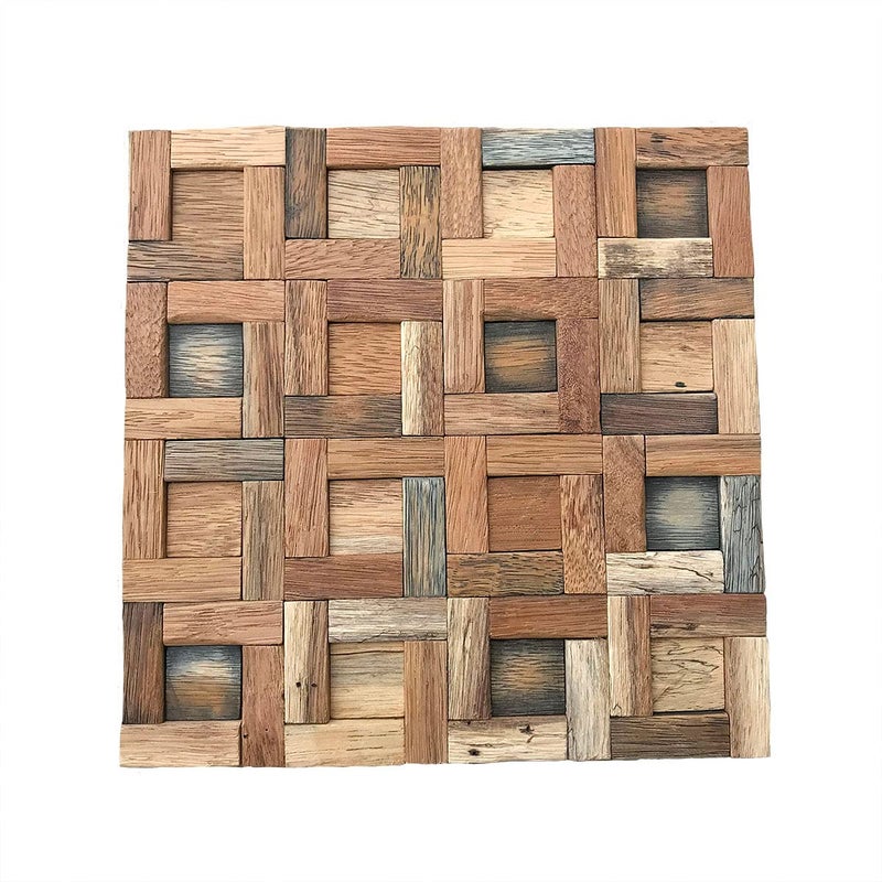 Ekena Millwork 11 7/8"W x 11 7/8"H x 3/4"P Freeport Boat Wood Mosaic Wall Tile, Natural Finish - Image 1